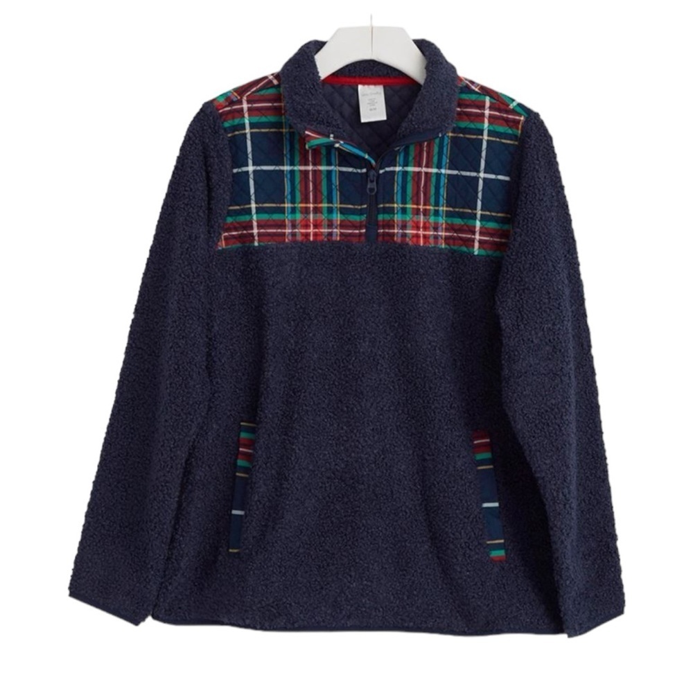 Vera Bradley Women’s 1/4 Zip Sherpa Plaid Fleece Pullover Sweater - Picture 3 of 14